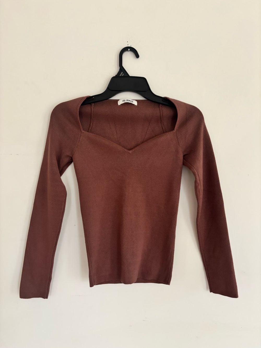 4th & Reckless Brown Sweetheart Neck Knit Top Size 4